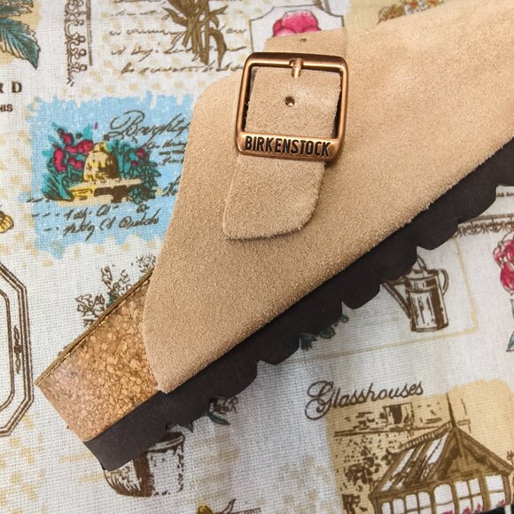 👑POSH NWT Women's Latte Cream Suede Birkenstock Boston Shoes - Narrow Fit - Picture 5 of 5